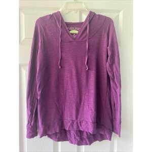 Earth Yoga Hoodie Women Purple Sweatshirt Pullover Organic Cotton Rayon Sz M